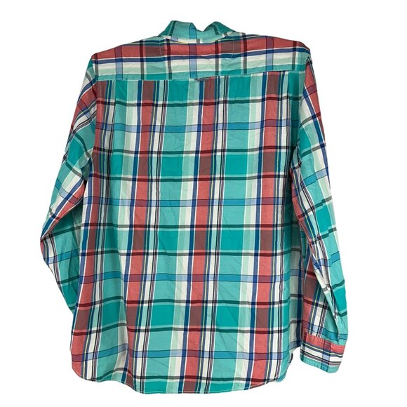 Old Navy Mens Slim Fit Plaid Button Down Shirt Long Sleeve Size XXL Red Green - Picture 2 of 3